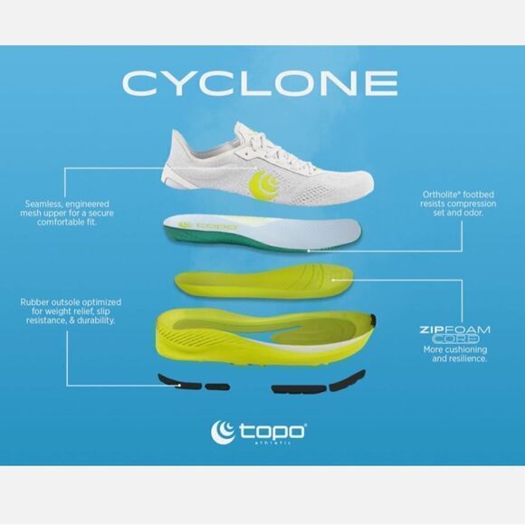 Topo Cyclone Sky /Gold Athletic Running Shoes - Picture 14 of 16